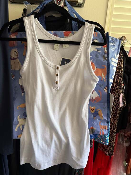 Joie Tops - Joie Ribbed Knit Button Down Henley Tank Top